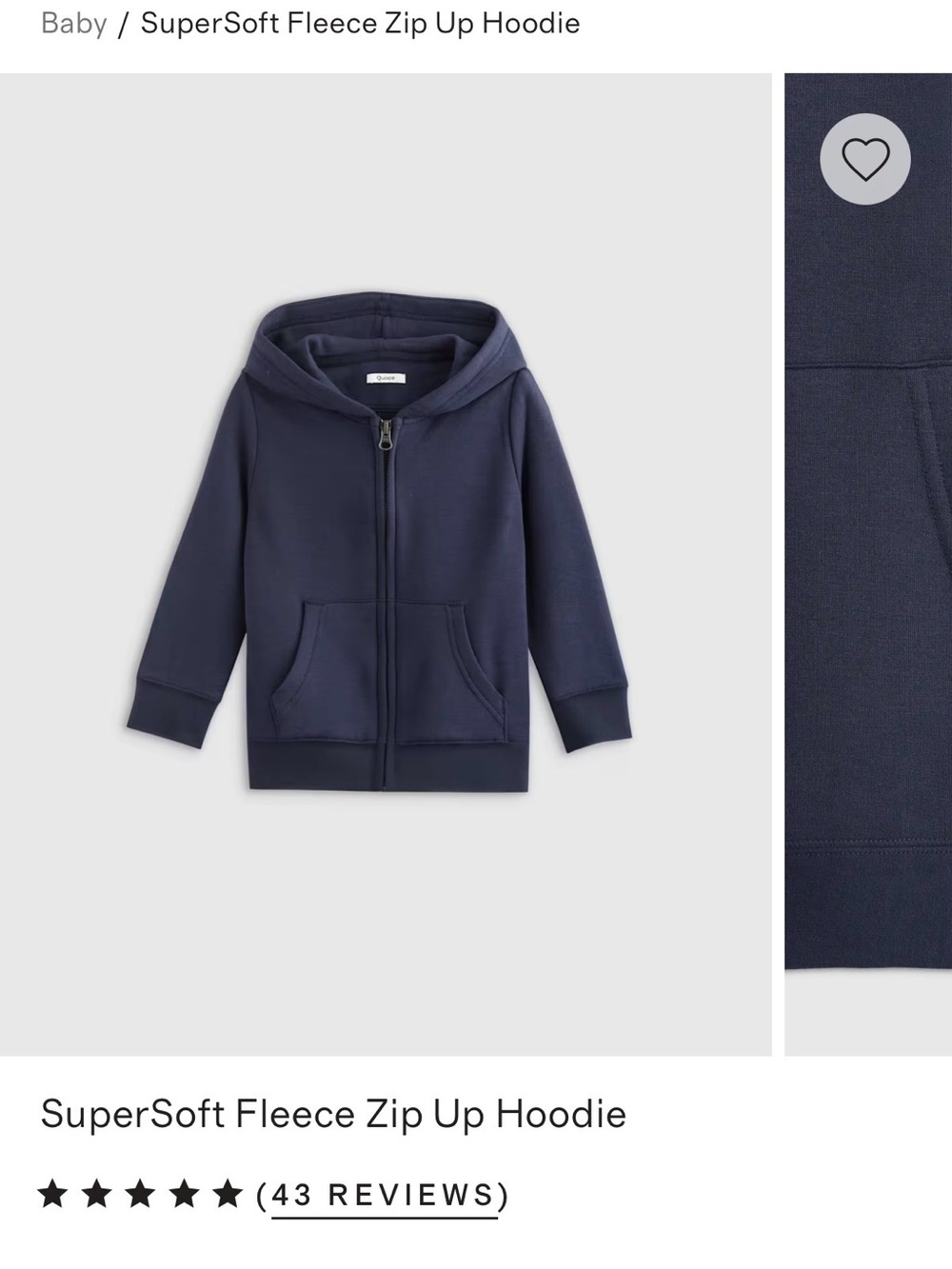 Quince Set: SuperSoft Fleece Zip-Up Hoodie & Pants - Navy